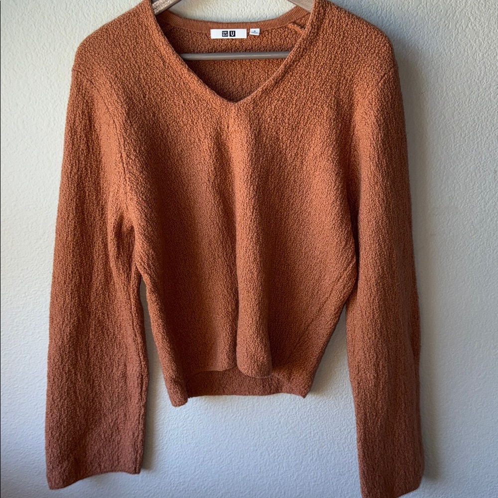 Uniqlo Women's Wool V-Neck Sweater - Burnt Orange